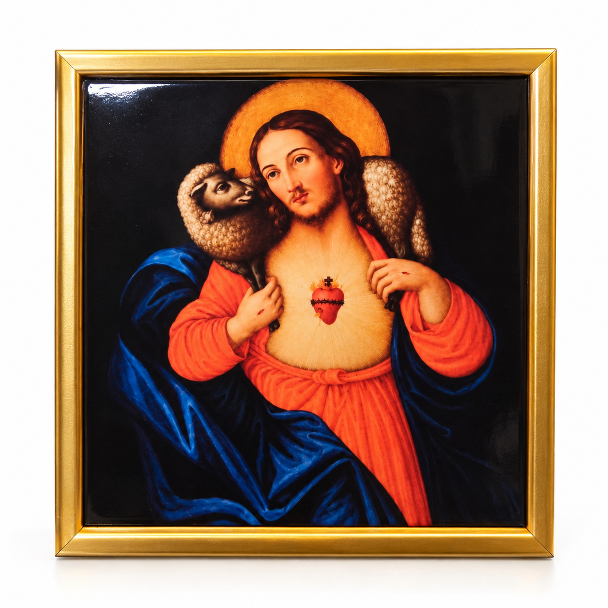 milejczyce serce pana jezusa obraz na ceramice w złotej ramce 15x15 cm cc0f737ab857c037dc4ea8621cb12682