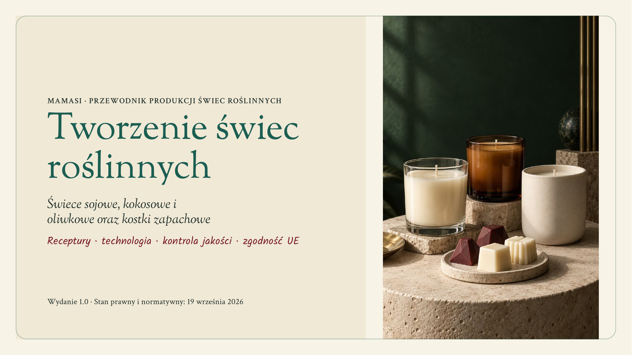 tworzenie świec roślinnych – okładka e booka Okładka e-booka Tworzenie świec roślinnych Mamasi